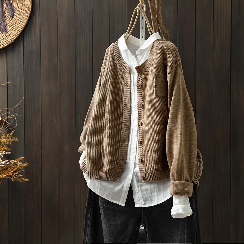Women Cardigan | Oversized Fit with Full-Length Button Front