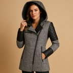 Women Coat | Longline Cut with Attached Hood and Front Closure