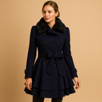 Women Coat | Long-Line Cut with Faux Fur Collar Detail
