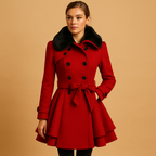 Women Coat | Long-Line Cut with Faux Fur Collar Detail