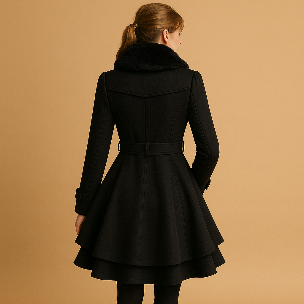 Women Coat | Long-Line Cut with Faux Fur Collar Detail