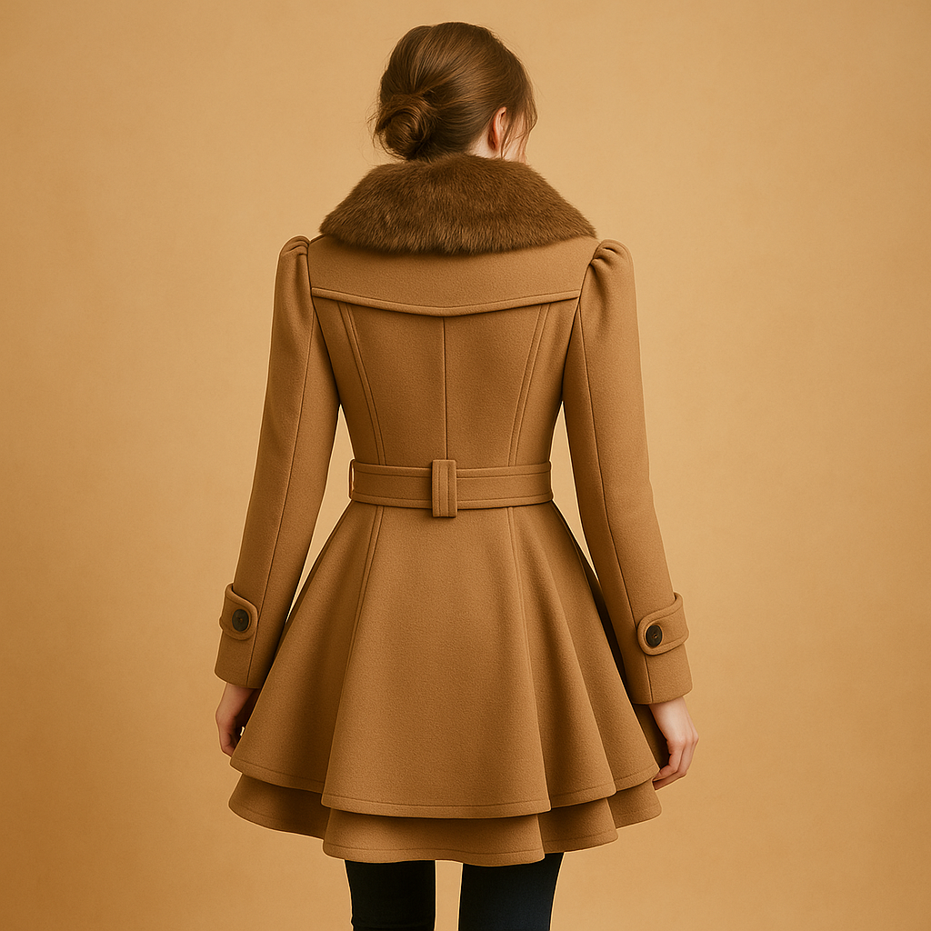 Women Coat | Long-Line Cut with Faux Fur Collar Detail