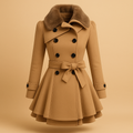 Women Coat | Long-Line Cut with Faux Fur Collar Detail
