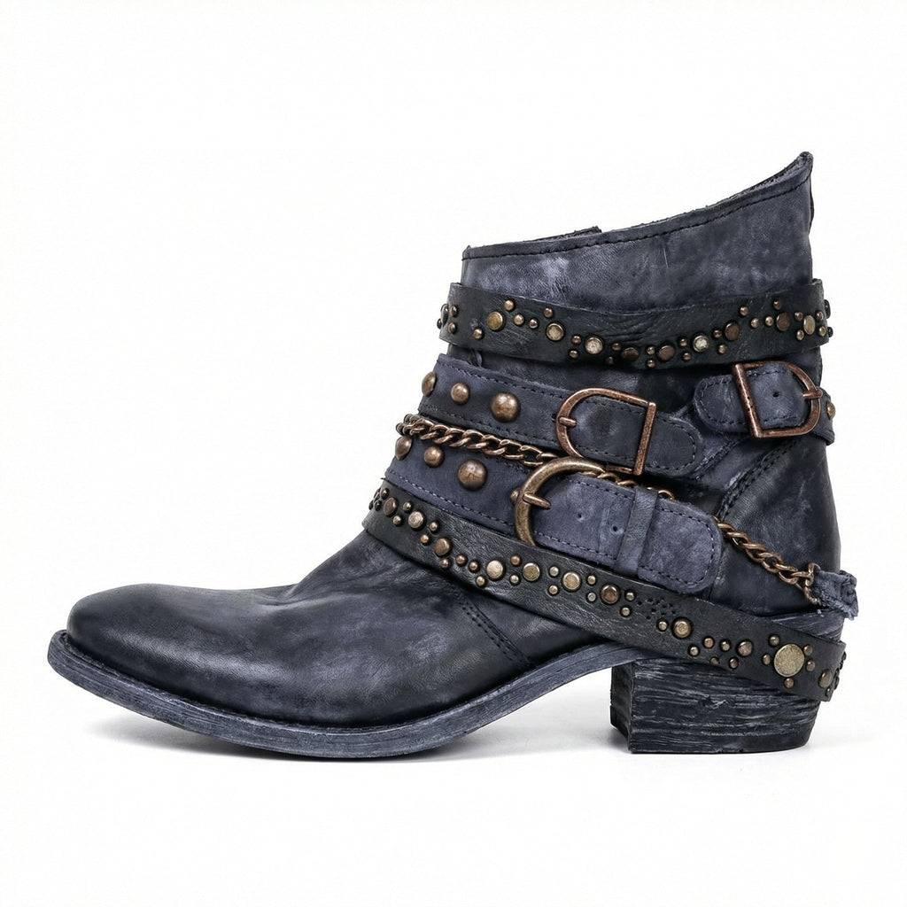 Women Boots | Multi-Strap Buckle with Side Zip Closure