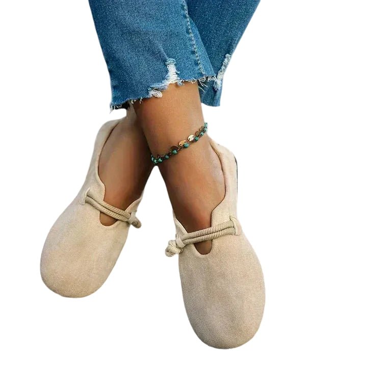 Loafers Women Closed Toe Slip-On Flat Sole Tie Detail - Evergreen Outfits- Women Loafers