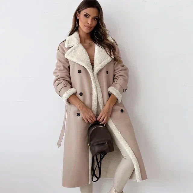 Women Coat | Full-Length Shearling-Lined with Belted Waist