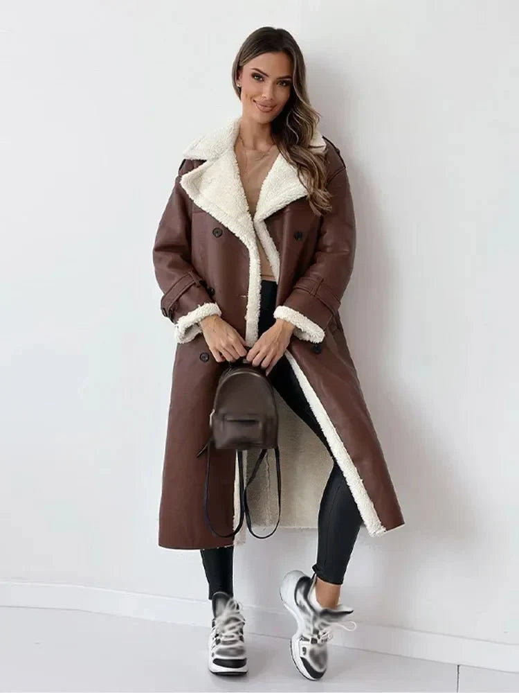 Women Coat | Full-Length Shearling-Lined with Belted Waist