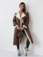 Women Coat | Full-Length Shearling-Lined with Belted Waist