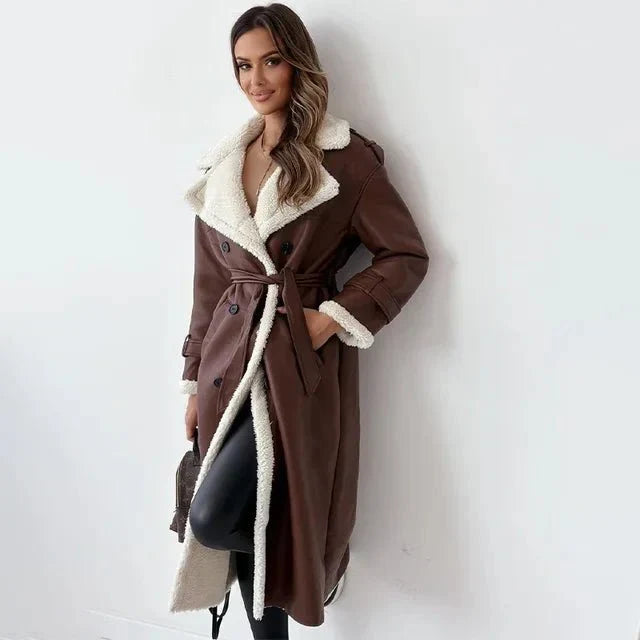 Women Coat | Full-Length Shearling-Lined with Belted Waist