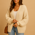 Women Cardigan | Open Front Loose Fit Long Sleeve Hip Length