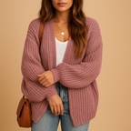 Women Cardigan | Open Front Loose Fit Long Sleeve Hip Length