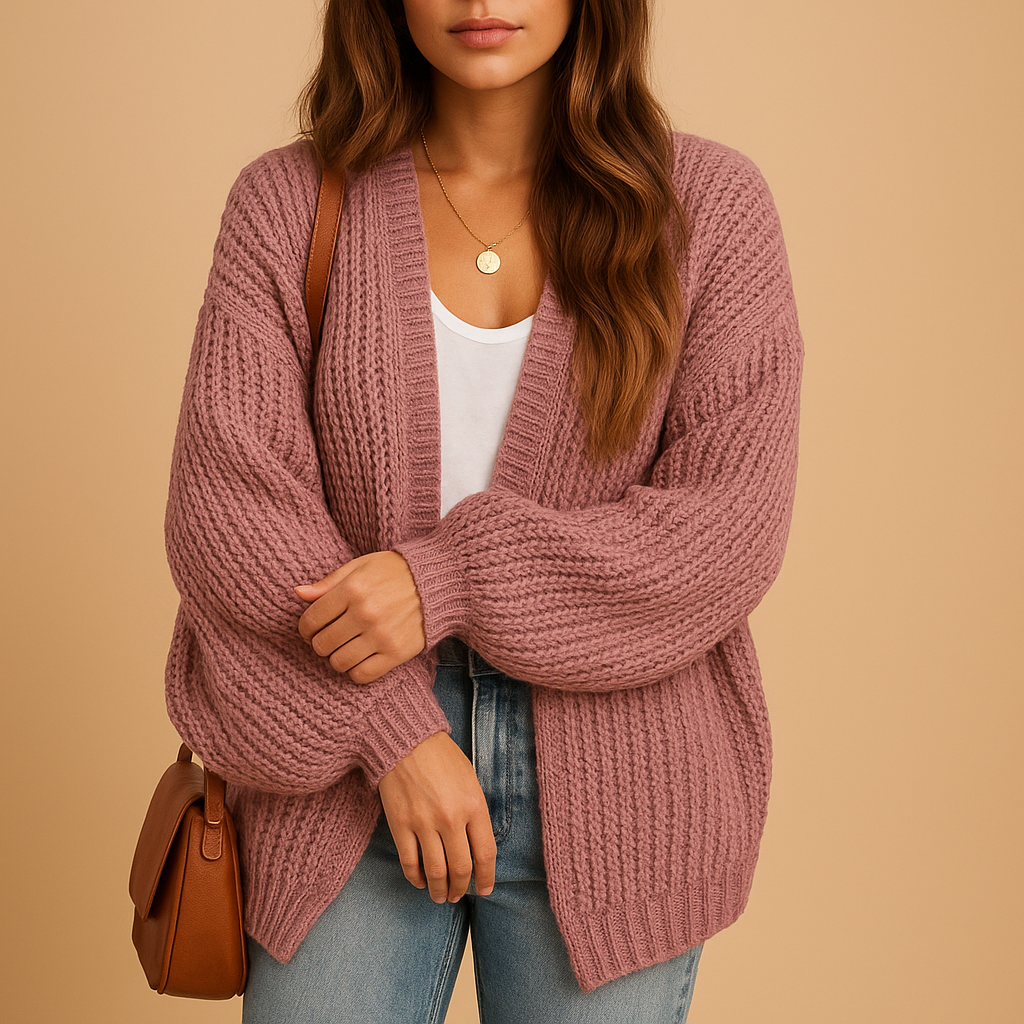 Women Cardigan | Open Front Loose Fit Long Sleeve Hip Length
