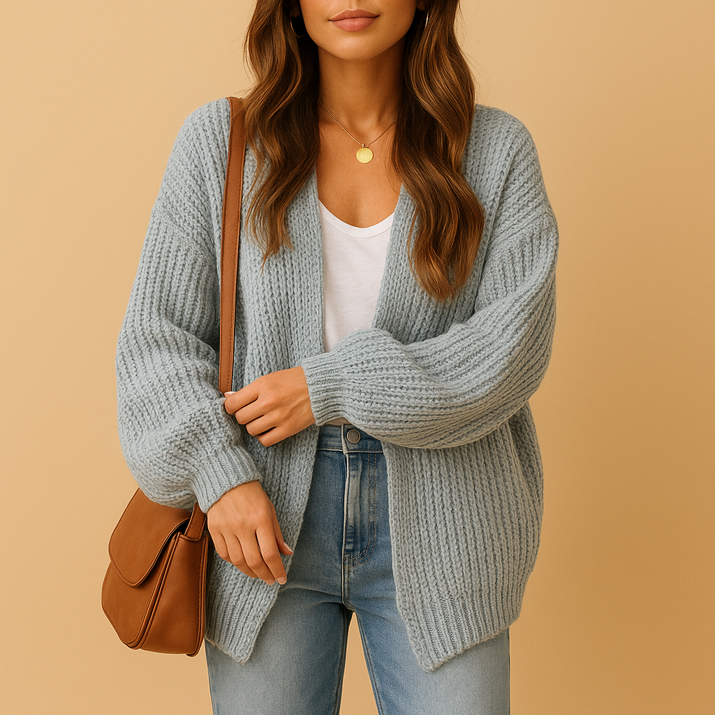 Women Cardigan | Open Front Loose Fit Long Sleeve Hip Length