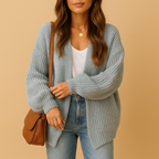 Women Cardigan | Open Front Loose Fit Long Sleeve Hip Length