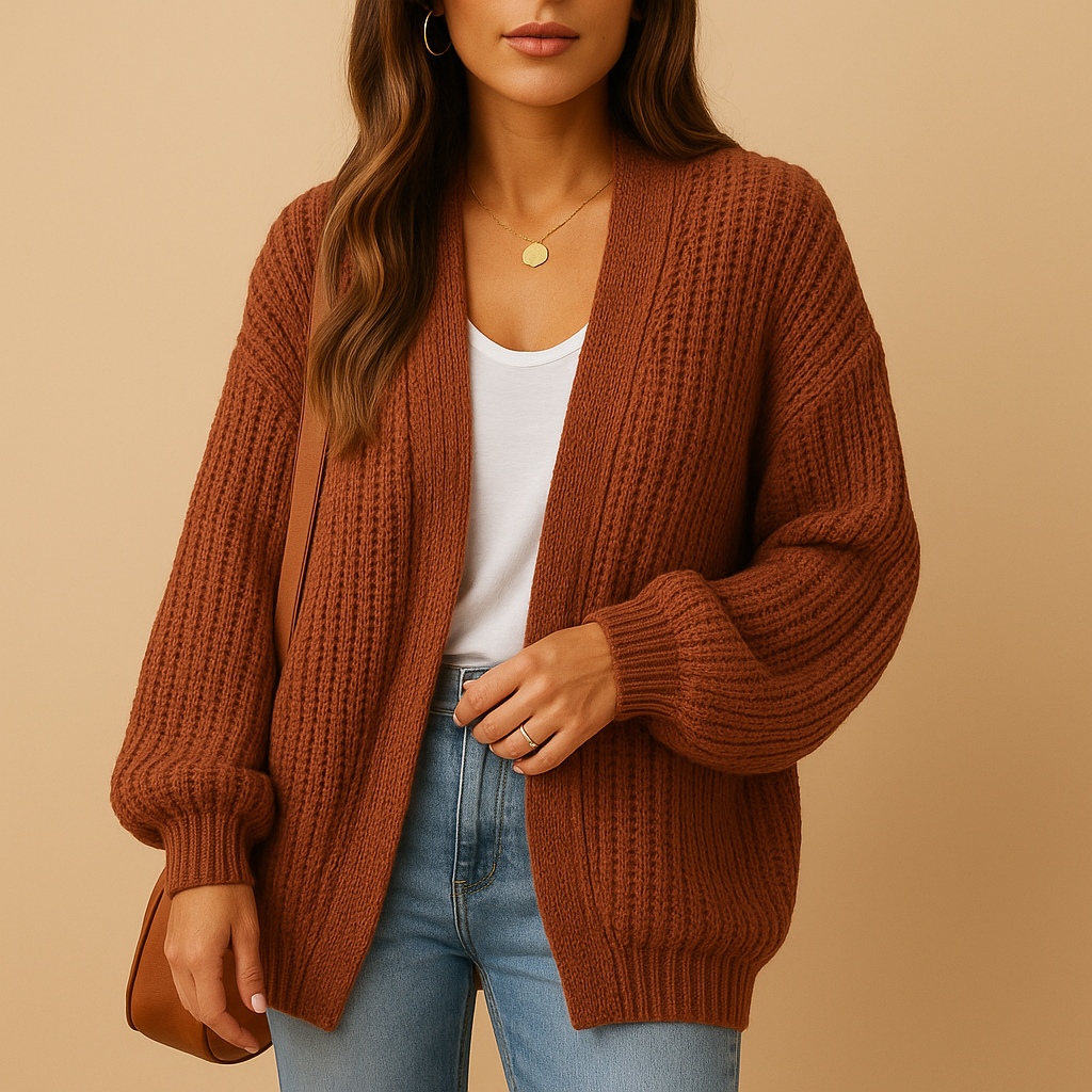 Women Cardigan | Open Front Loose Fit Long Sleeve Hip Length