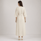 Maxi Dress Women Belted Waist With Bell Shaped Sleeves - Evergreen Outfits - Women Maxi Dress