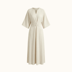 Maxi Dress Women Belted Waist With Bell Shaped Sleeves - Evergreen Outfits - Women Maxi Dress