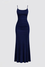 Maxi Dress Women Bodycon Strappy Pleated Sleeveless Fit - Evergreen Outfits- Women Maxi Dress