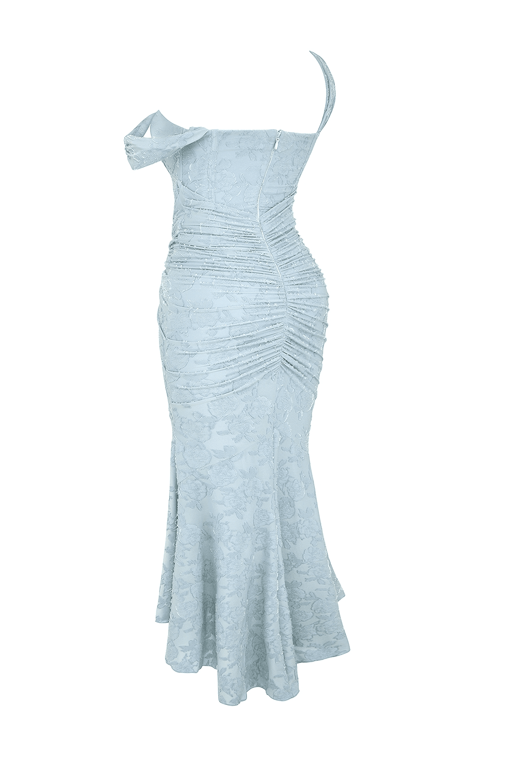 Maxi Dress Women Fitted Bodice Ruched Waist High Low Hem - Evergreen Outfits - Women Maxi Dress