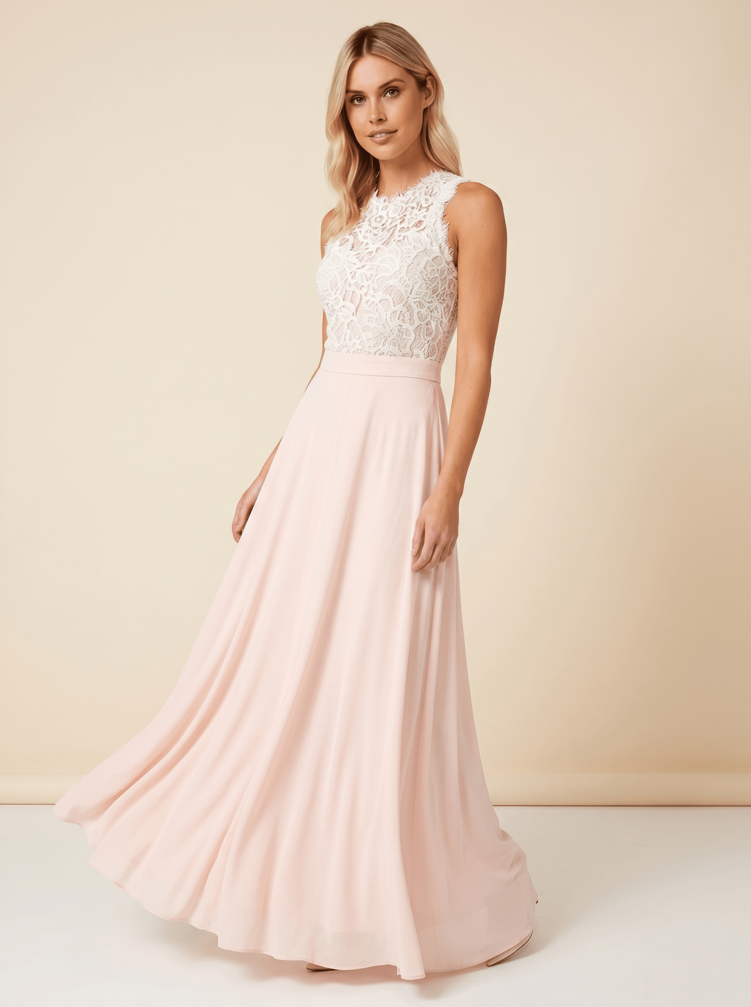 Maxi Dress Women Lace Bodice Sleeveless Fitted Waist - Evergreen Outfits- Women Maxi Dress
