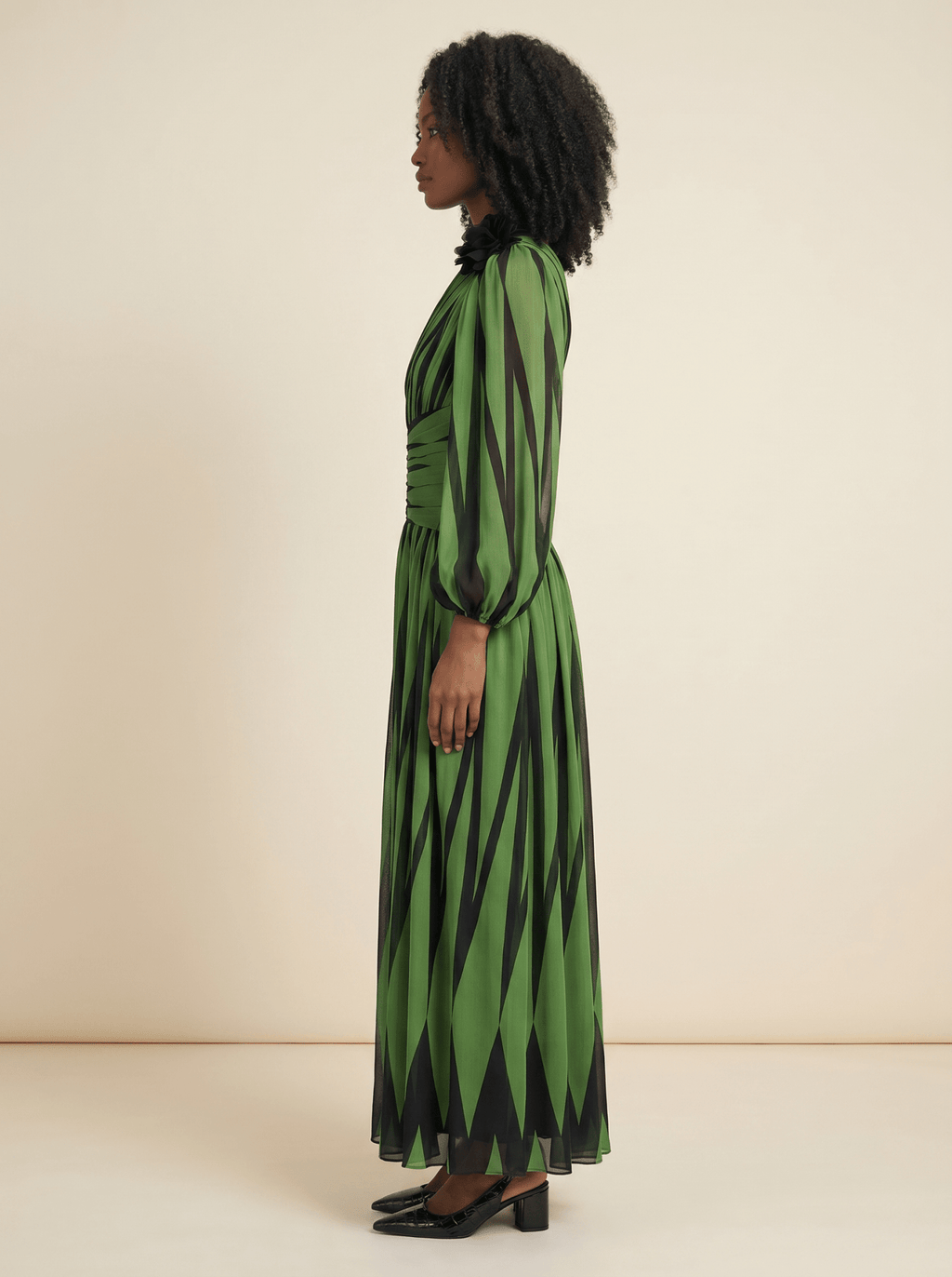 Maxi Dress Women One Shoulder Printed Long Sleeve Design - Evergreen Outfits- Women Maxi Dress