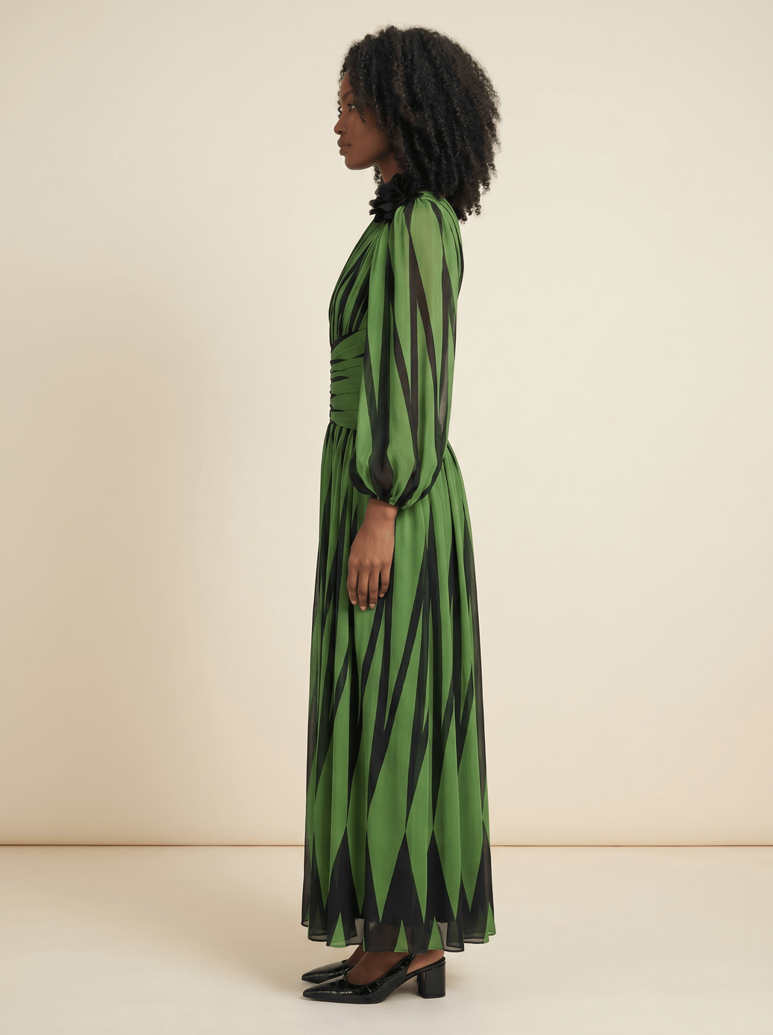 Maxi Dress Women One Shoulder Printed Long Sleeve Design - Evergreen Outfits- Women Maxi Dress
