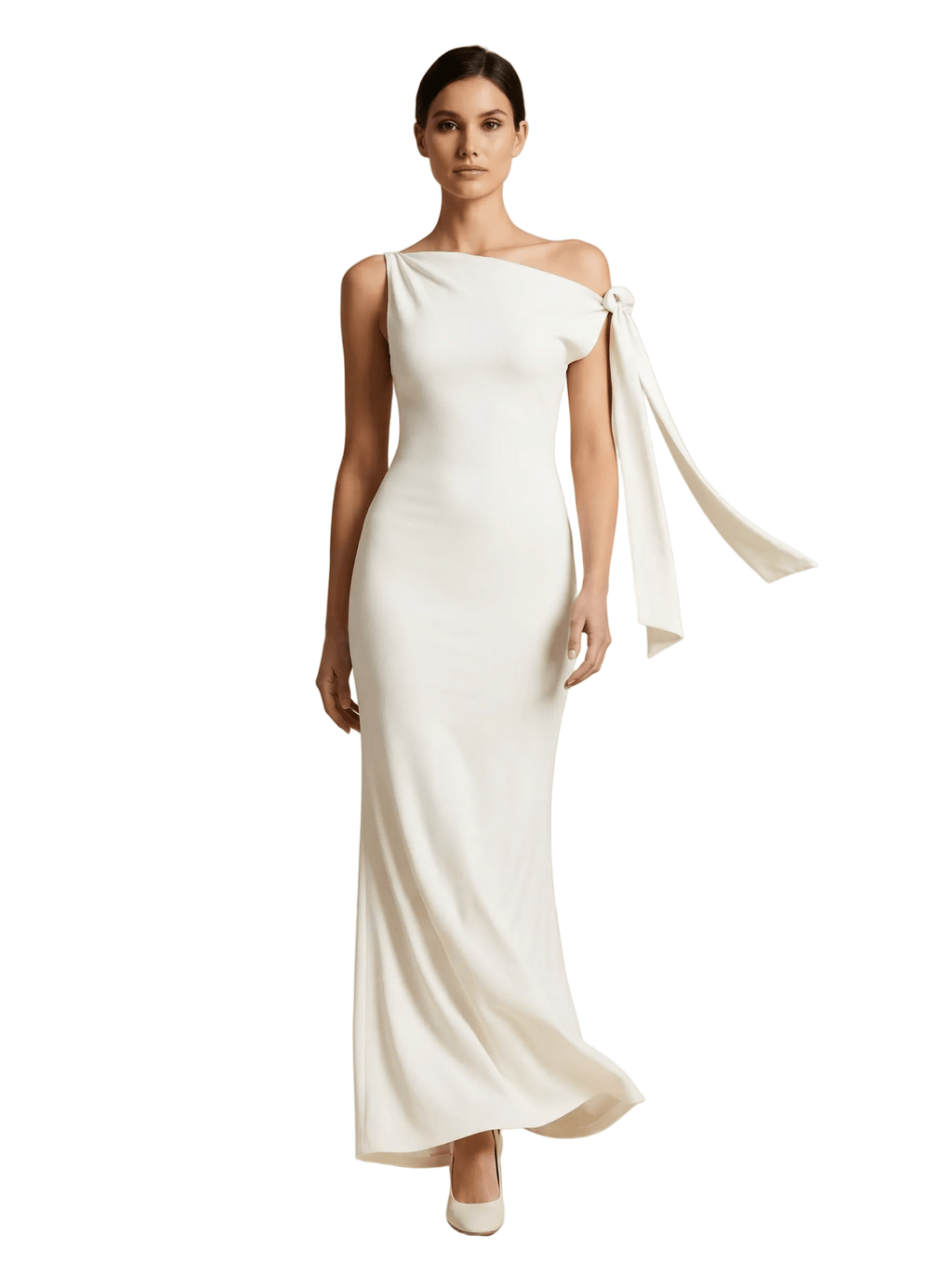 Maxi Dress Women One Shoulder Sleeveless Fitted Design - Evergreen Outfits- Women Maxi Dress