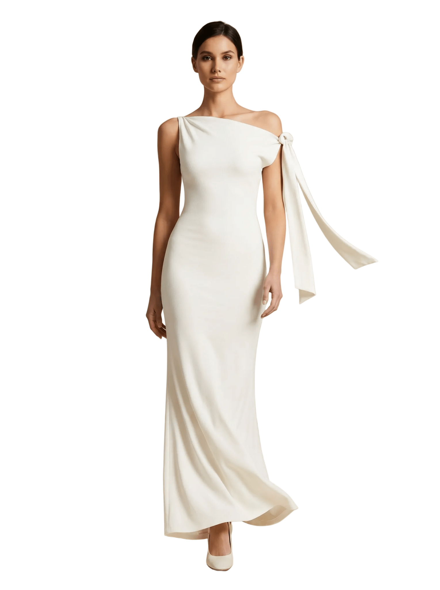 Maxi Dress Women One Shoulder Sleeveless Fitted Design - Evergreen Outfits- Women Maxi Dress