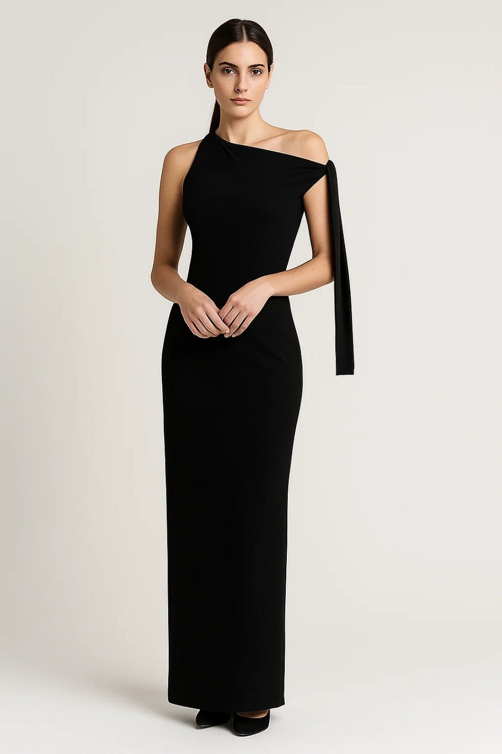 Maxi Dress Women One Shoulder Sleeveless Fitted Design - Evergreen Outfits- Women Maxi Dress