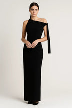 Maxi Dress Women One Shoulder Sleeveless Fitted Design - Evergreen Outfits- Women Maxi Dress