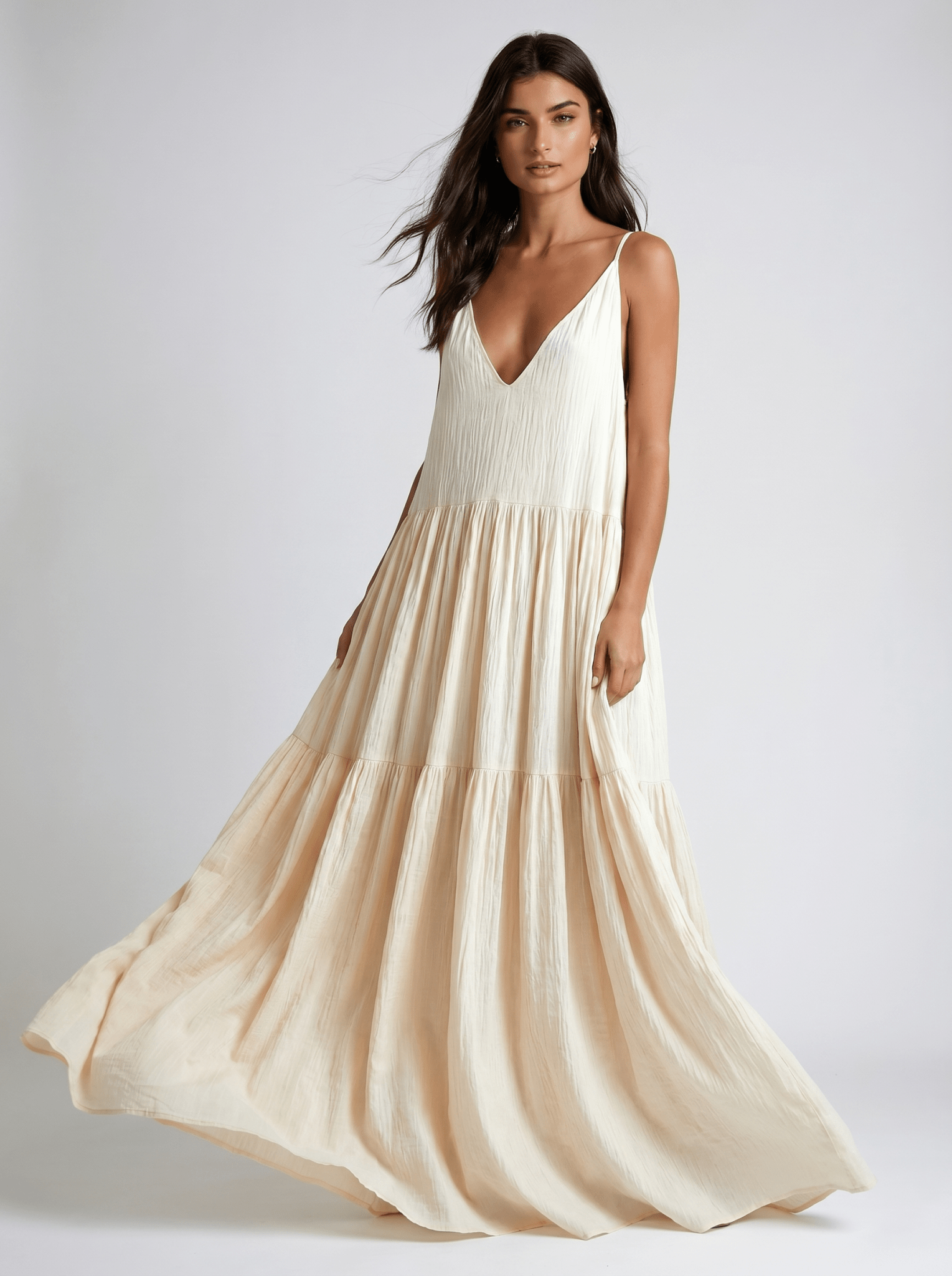 Maxi Dress Women Relaxed Fit Pleated Adjustable Straps - Evergreen Outfits - Women Maxi Dress
