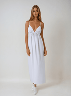 Maxi Dress Women Sleeveless V Neck Open Back Design - Evergreen Outfits - Women Maxi Dress