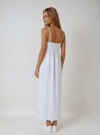 Maxi Dress Women Sleeveless V Neck Open Back Design - Evergreen Outfits - Women Maxi Dress