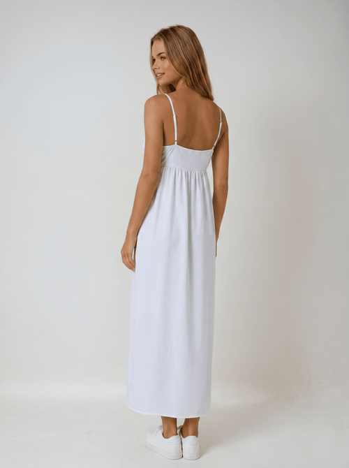 Maxi Dress Women Sleeveless V Neck Open Back Design - Evergreen Outfits - Women Maxi Dress