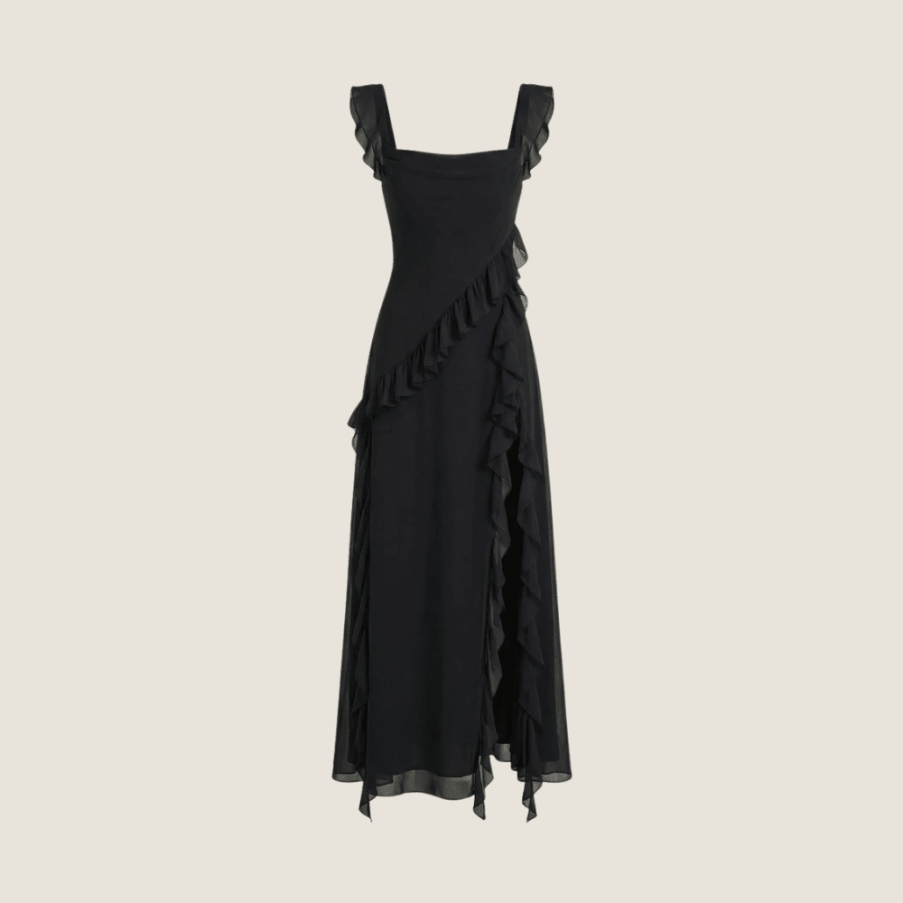 Maxi Dress Women Square Neckline With Ruffle Straps - Evergreen Outfits - Women Maxi Dress