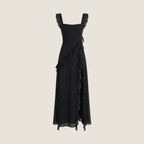Maxi Dress Women Square Neckline With Ruffle Straps - Evergreen Outfits - Women Maxi Dress