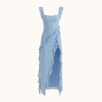 Maxi Dress Women Square Neckline With Ruffle Straps - Evergreen Outfits - Women Maxi Dress