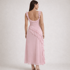 Maxi Dress Women Square Neckline With Ruffle Straps - Evergreen Outfits - Women Maxi Dress