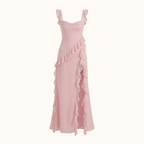 Maxi Dress Women Square Neckline With Ruffle Straps - Evergreen Outfits - Women Maxi Dress