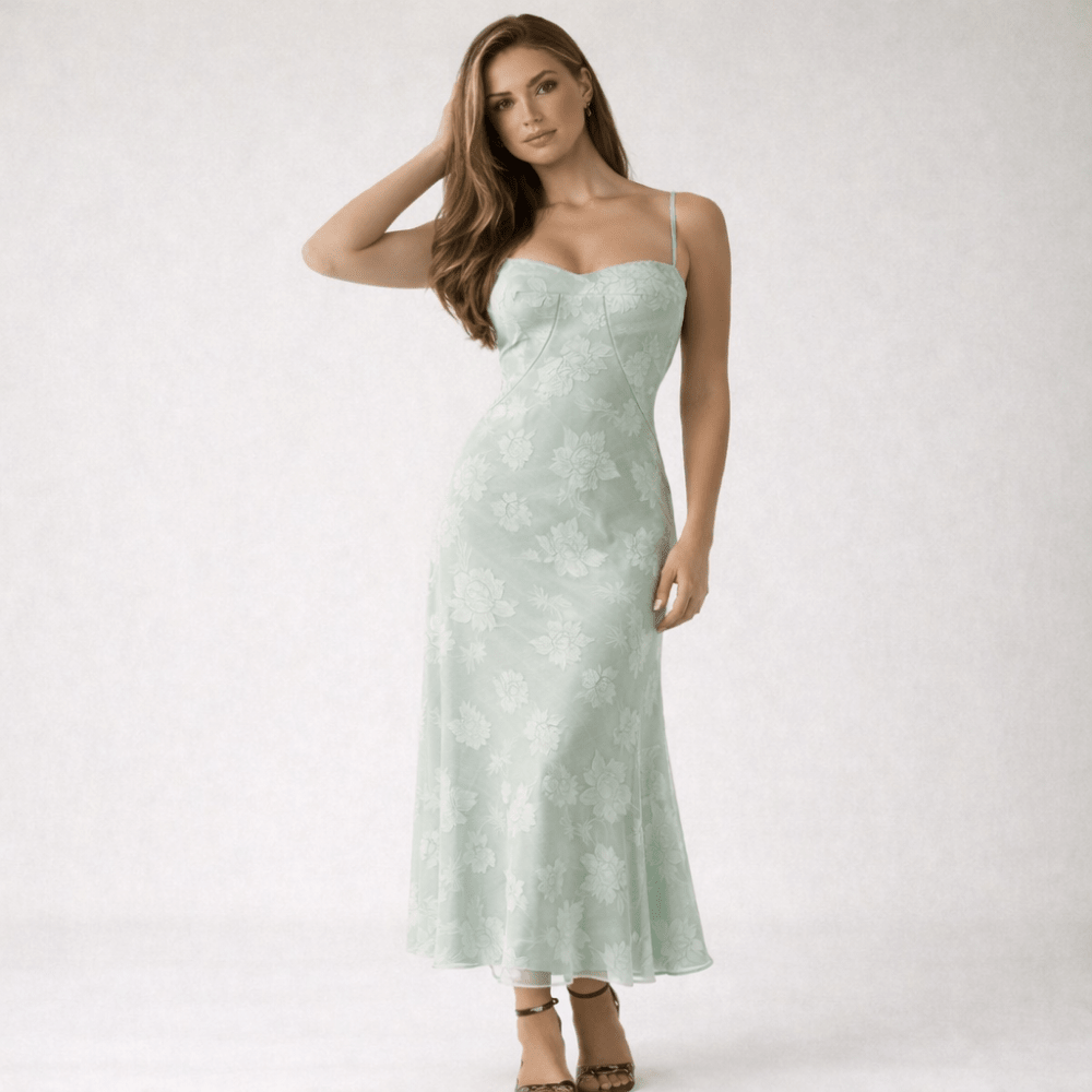 Maxi Dress Women Sweetheart Shaped Neckline Style - Evergreen Outfits - Women Maxi Dress