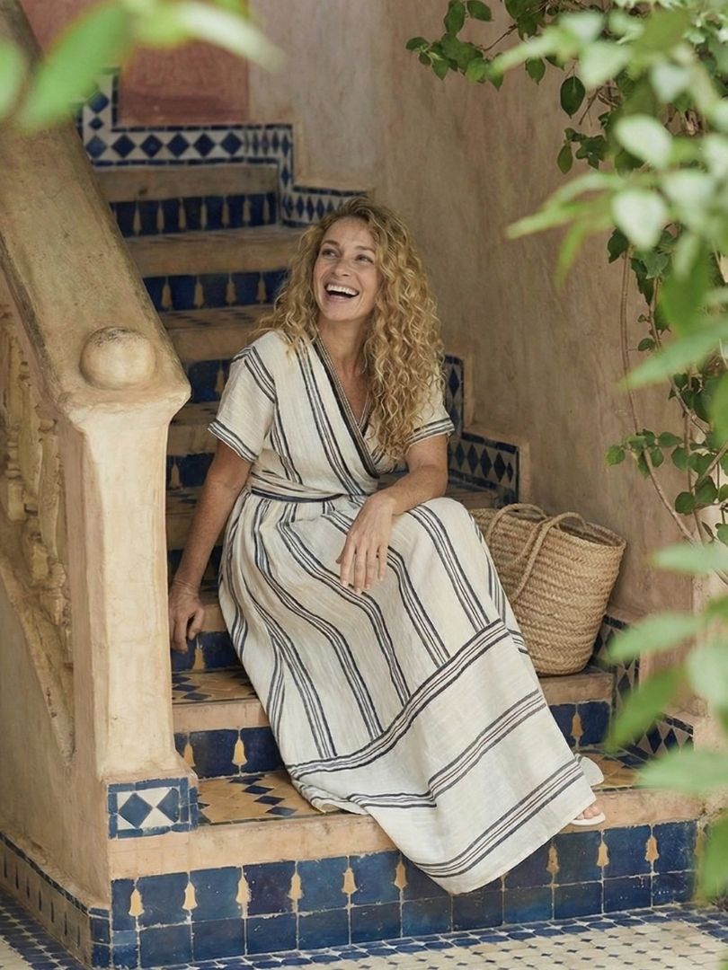 Maxi Wrap Dress Women V-Neck Flutter Sleeve Tie Detail - Evergreen Outfits- Women Maxi Dress