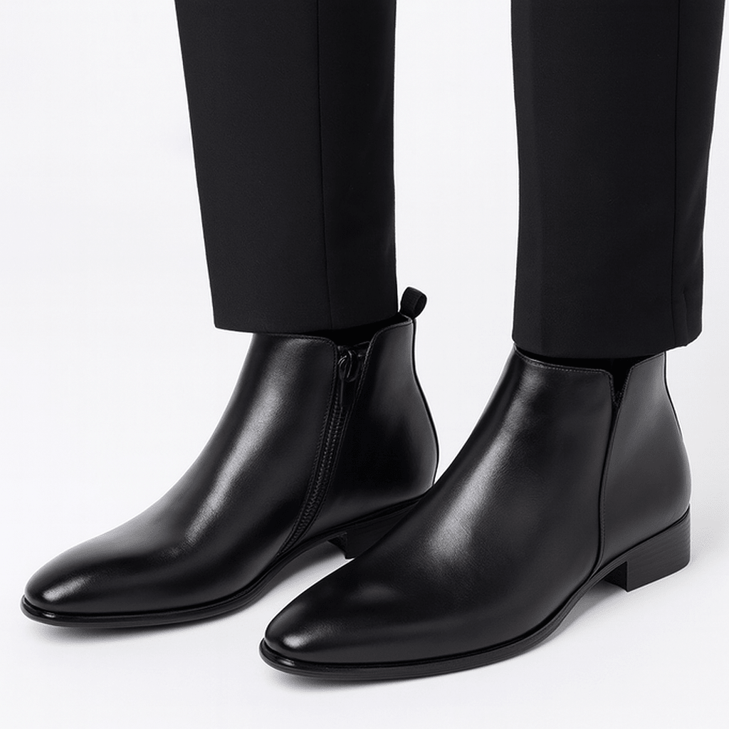 Men Boots | Ankle Height with Side Zip Closure - Evergreen Outfits- Boots