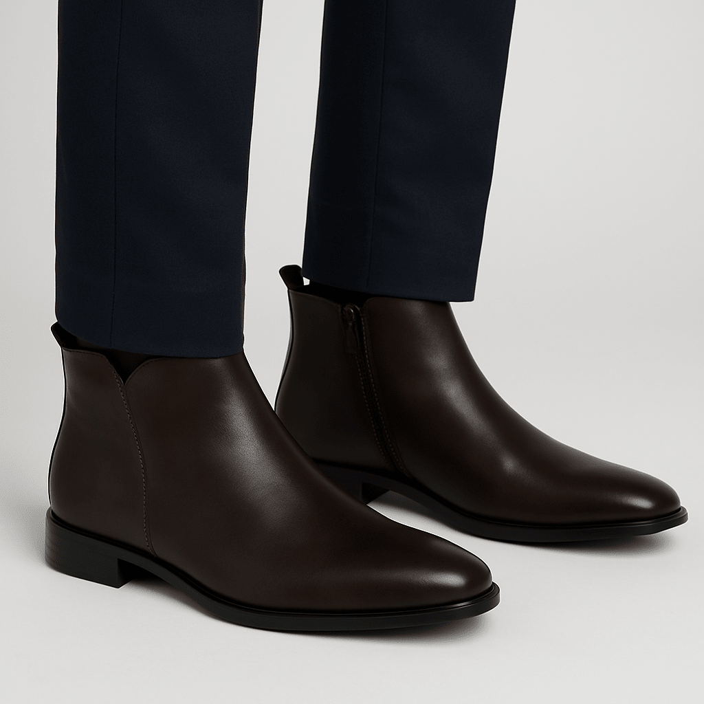 Men Boots | Ankle Height with Side Zip Closure - Evergreen Outfits- Boots