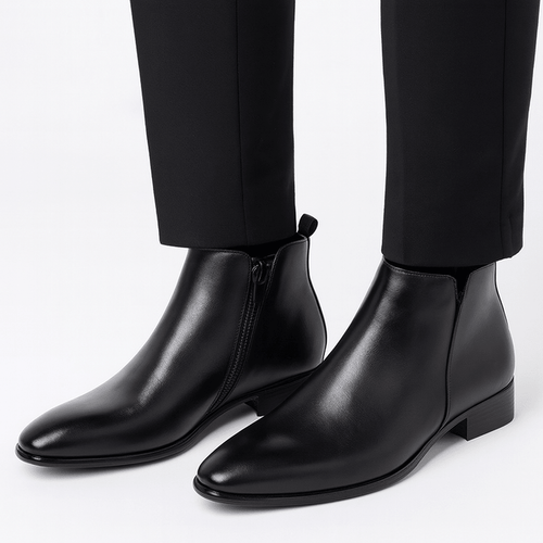 Men Boots | Ankle Height with Side Zip Closure - Evergreen Outfits- Boots