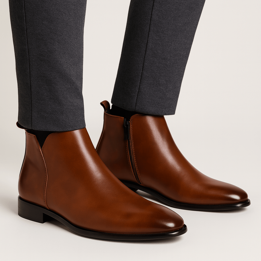 Men Boots | Ankle Height with Side Zip Closure - Evergreen Outfits- Boots