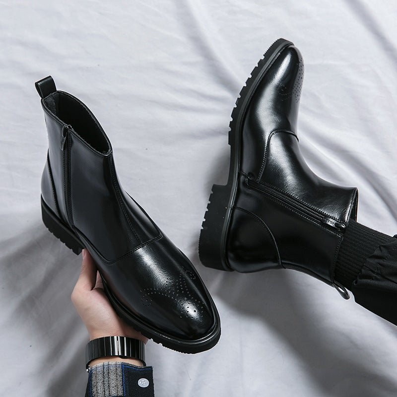 Men Boots | Chelsea Cap Toe with Elasticated Side Panels - Evergreen Outfits- Boots