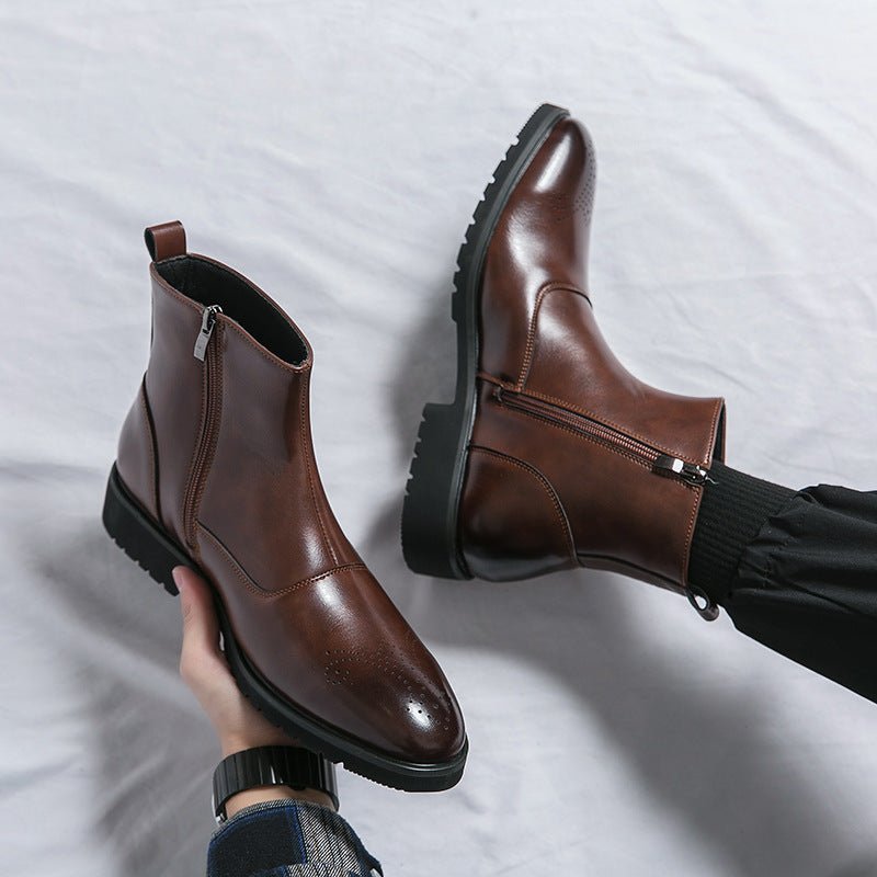 Men Boots | Chelsea Cap Toe with Elasticated Side Panels - Evergreen Outfits- Boots