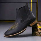 Men Boots | Chelsea Silhouette with Embroidered Toe Cap - Evergreen Outfits- Boots