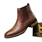 Men Boots | Chelsea Silhouette with Embroidered Toe Cap - Evergreen Outfits- Boots