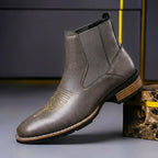 Men Boots | Chelsea Silhouette with Embroidered Toe Cap - Evergreen Outfits- Boots